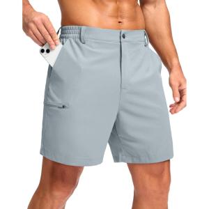 G Gradual Men’s Casual Shorts 7″/ 9″/ 5″ Lightweight 4 Pockets Stretch Quick-Dry Summer Shorts for Golf Work Hiking Trips(Light Grey)