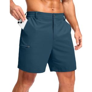 G Gradual Men’s Casual Shorts 7″/ 9″/ 5″ Lightweight 4 Pockets Stretch Quick-Dry Summer Shorts for Golf Work Hiking Trips(Tibetan Blue)