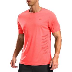 G Gradual Men’s Workout Shirts Quick Dry Athletic Running T-Shirts Lightweight Moisture Wicking Short Sleeve Sports Gym Tops(Brick Red Heather)