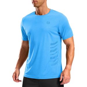 G Gradual Men’s Workout Shirts Quick Dry Athletic Running T-Shirts Lightweight Moisture Wicking Short Sleeve Sports Gym Tops(Sky Blue Heather)