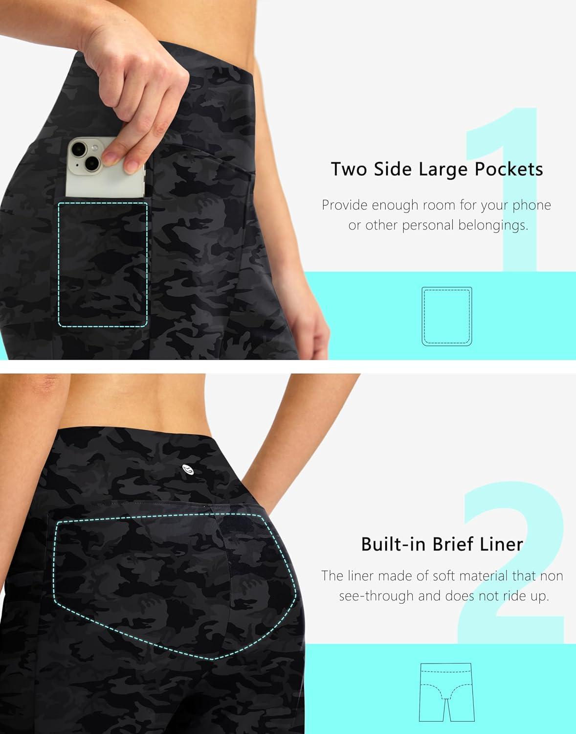 imageG GRADUAL Womens 11 Long Swim Board Shorts High Waisted Knee Length Beach Swimming Shorts for Women with Pockets LinerGrey Camo