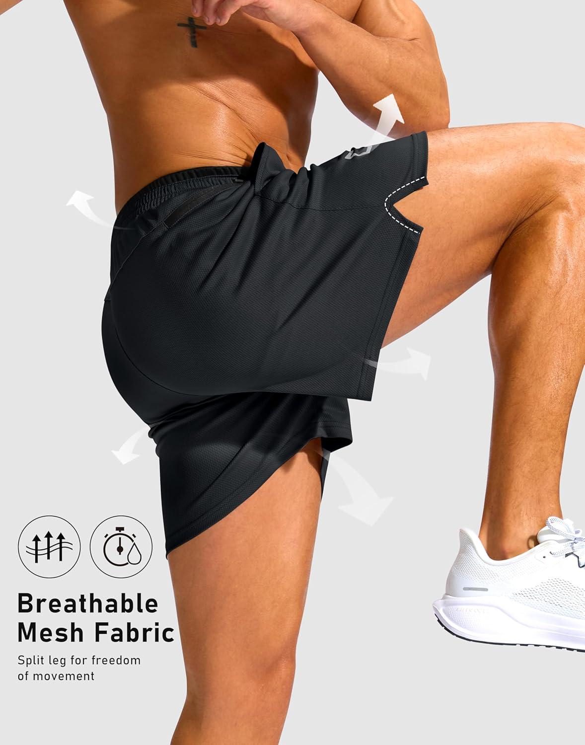 imageG Gradual Mens Running Athletic Shorts with Zipper Pocket 5 7 Lightweight Quick Dry Gym Workout Shorts for Tennis ActiveDark Grey