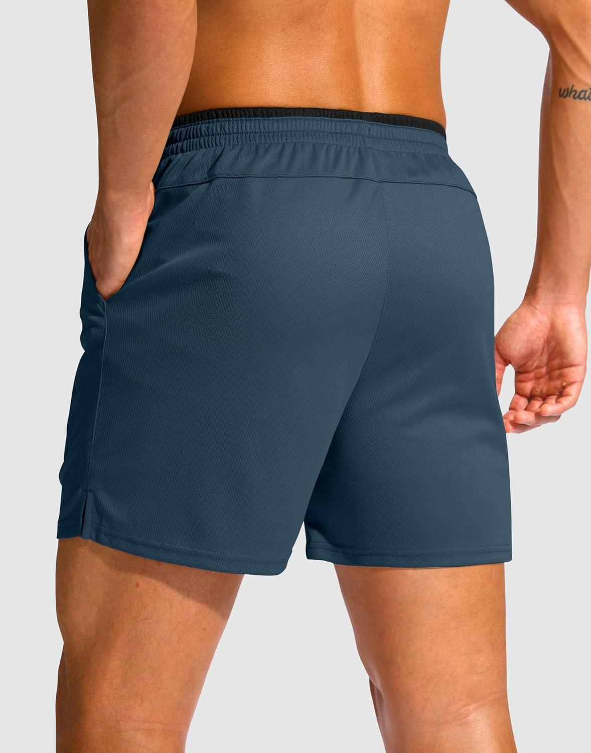 imageG Gradual Mens Running Athletic Shorts with Zipper Pocket 5 7 Lightweight Quick Dry Gym Workout Shorts for Tennis ActiveDusty Blue