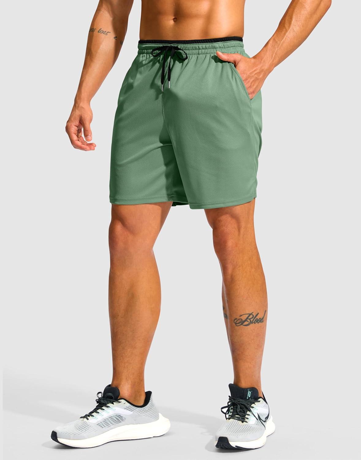 imageG Gradual Mens Running Athletic Shorts with Zipper Pocket 5 7 Lightweight Quick Dry Gym Workout Shorts for Tennis ActiveJasmine Green