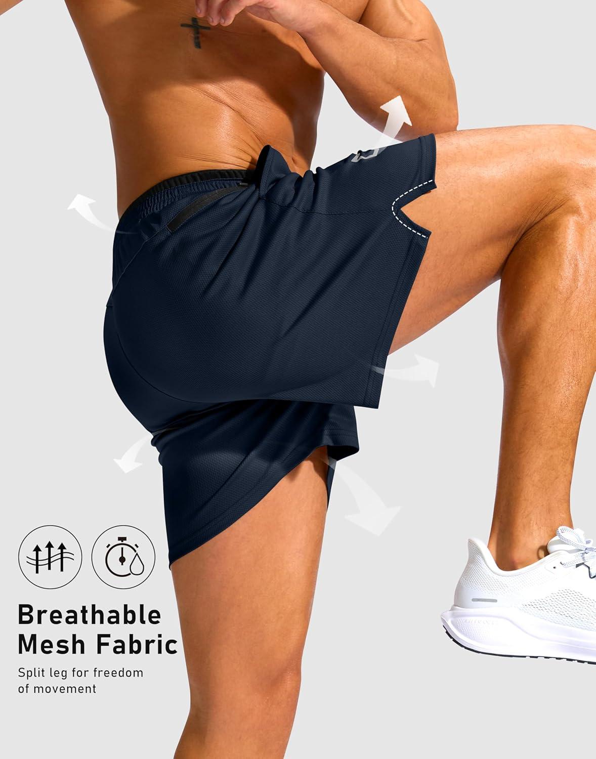 imageG Gradual Mens Running Athletic Shorts with Zipper Pocket 5 7 Lightweight Quick Dry Gym Workout Shorts for Tennis ActiveNavy