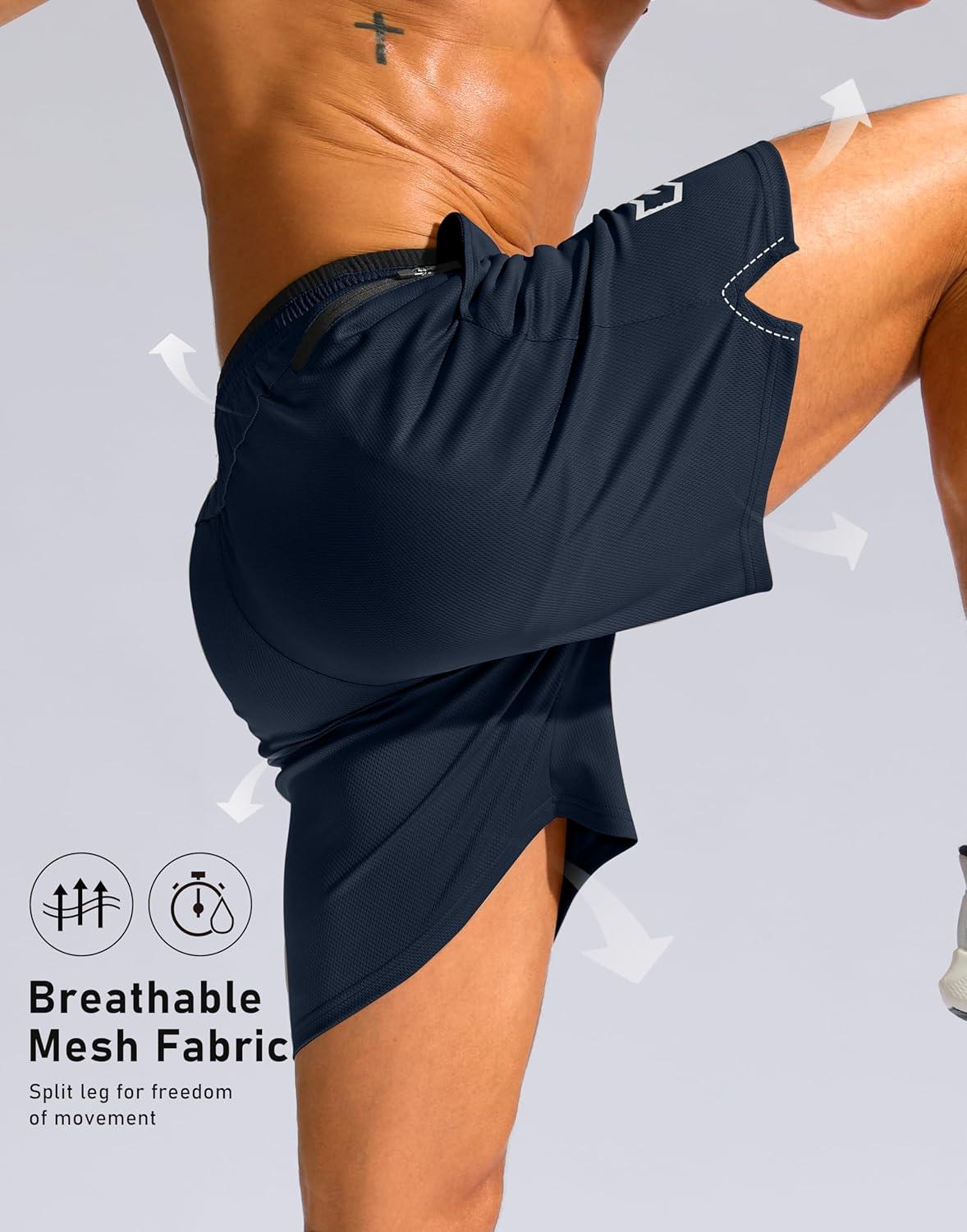 imageG Gradual Mens Running Athletic Shorts with Zipper Pocket 5 7 Lightweight Quick Dry Gym Workout Shorts for Tennis ActiveNavy