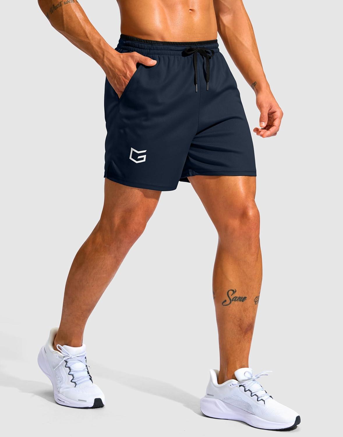 imageG Gradual Mens Running Athletic Shorts with Zipper Pocket 5 7 Lightweight Quick Dry Gym Workout Shorts for Tennis ActiveNavy