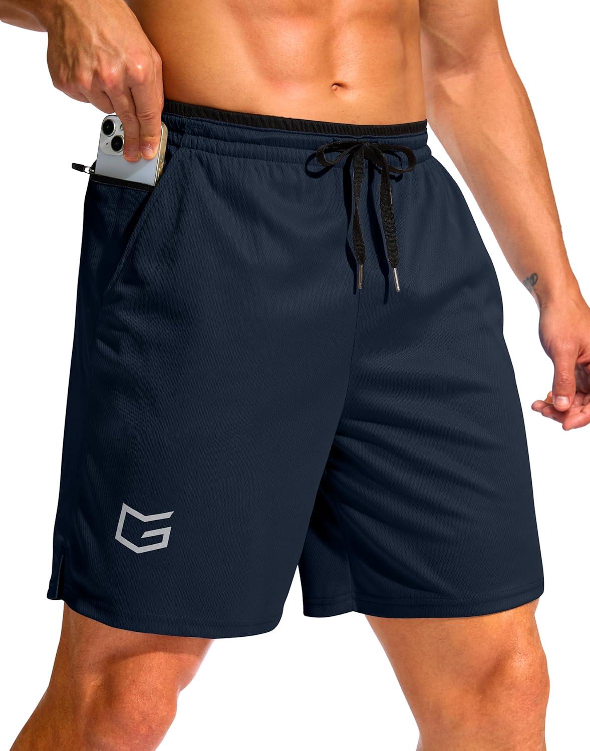 imageG Gradual Mens Running Athletic Shorts with Zipper Pocket 5 7 Lightweight Quick Dry Gym Workout Shorts for Tennis ActiveNavy