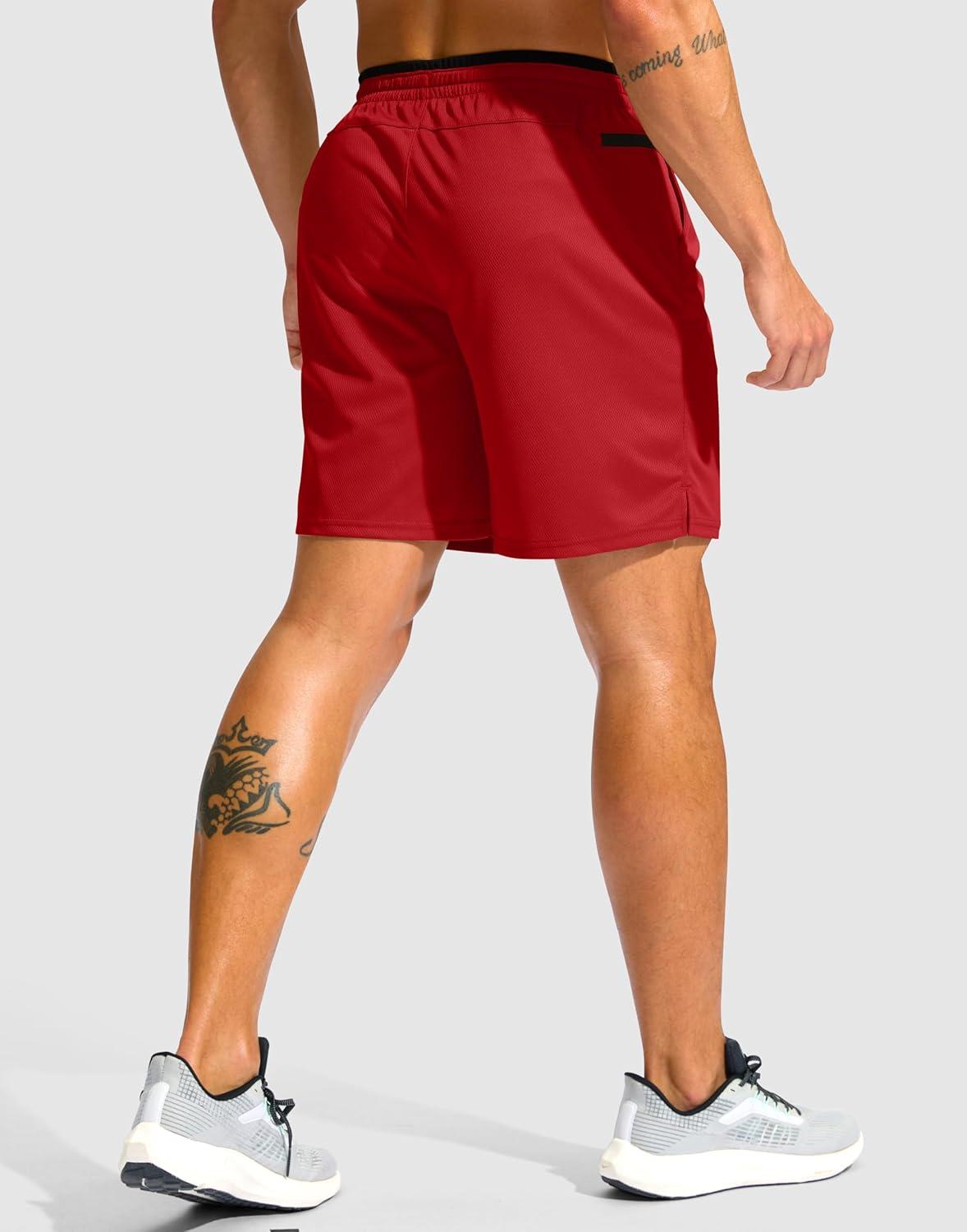 imageG Gradual Mens Running Athletic Shorts with Zipper Pocket 5 7 Lightweight Quick Dry Gym Workout Shorts for Tennis ActiveRed