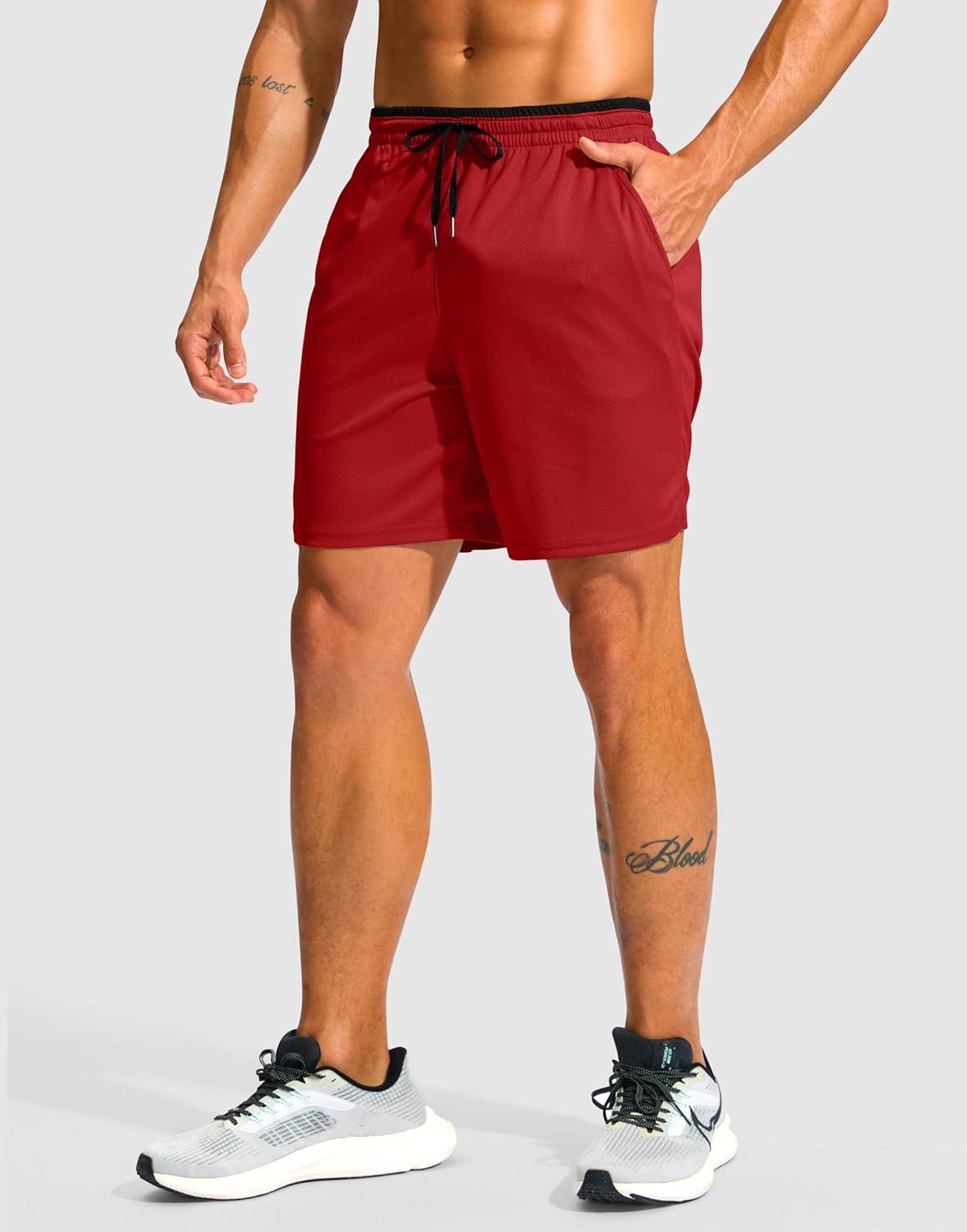 imageG Gradual Mens Running Athletic Shorts with Zipper Pocket 5 7 Lightweight Quick Dry Gym Workout Shorts for Tennis ActiveRed
