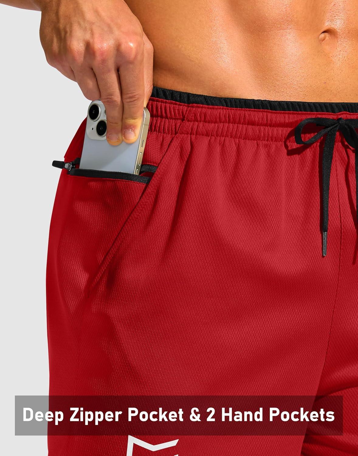 imageG Gradual Mens Running Athletic Shorts with Zipper Pocket 5 7 Lightweight Quick Dry Gym Workout Shorts for Tennis ActiveRed