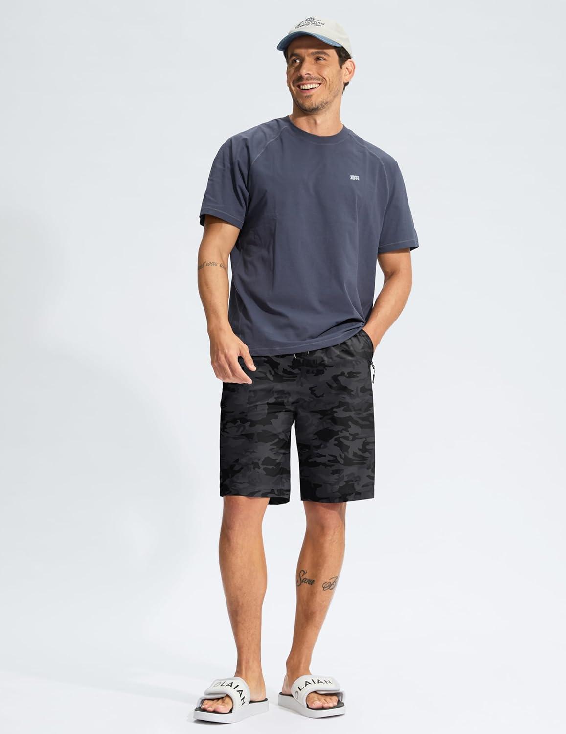 imageG Gradual Mens Swim Trunks 9 Quick Dry Swimming Board Shorts with Zipper Pockets Swimwear Bathing Suit for Men No LinerGrey Camo