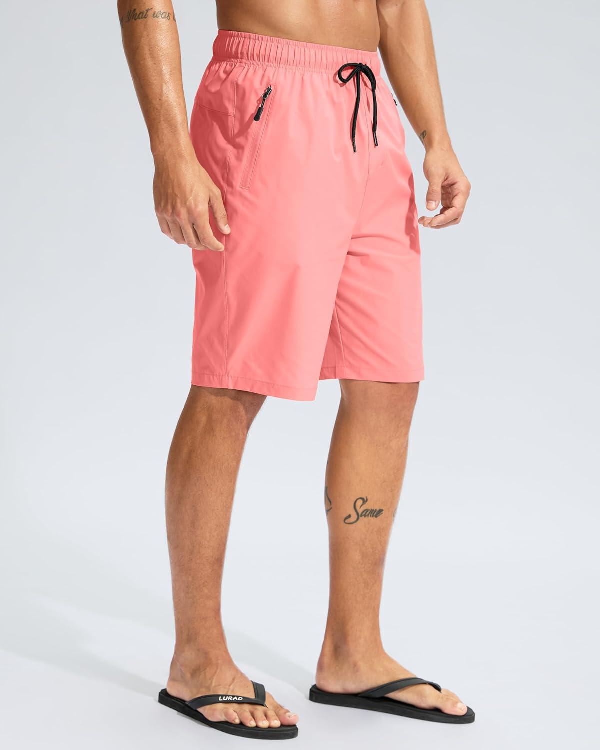 imageG Gradual Mens Swim Trunks 9 Quick Dry Swimming Board Shorts with Zipper Pockets Swimwear Bathing Suit for Men No LinerHyper Pink