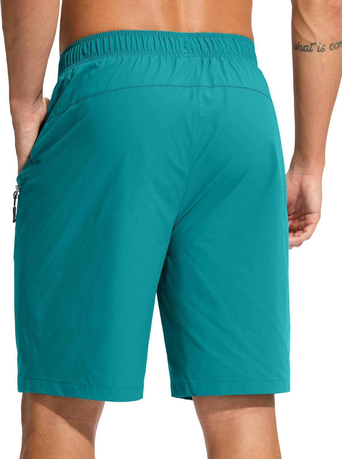 imageG Gradual Mens Swim Trunks 9 Quick Dry Swimming Board Shorts with Zipper Pockets Swimwear Bathing Suit for Men No LinerLake Green