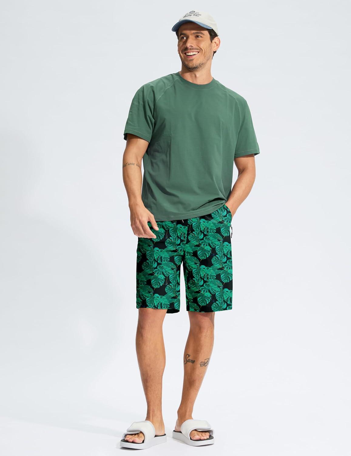 imageG Gradual Mens Swim Trunks 9 Quick Dry Swimming Board Shorts with Zipper Pockets Swimwear Bathing Suit for Men No LinerLeaf