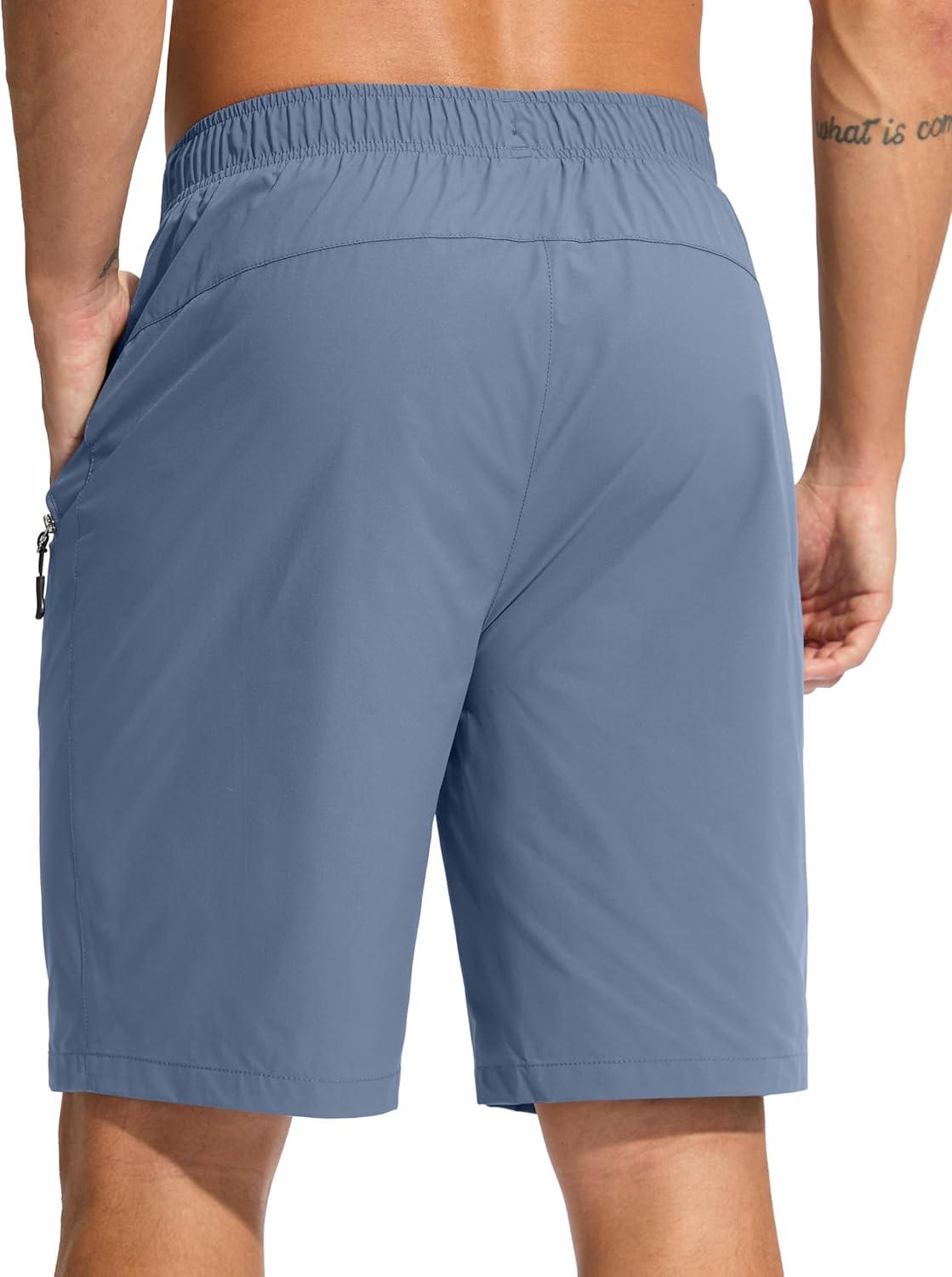 imageG Gradual Mens Swim Trunks 9 Quick Dry Swimming Board Shorts with Zipper Pockets Swimwear Bathing Suit for Men No LinerLight Blue