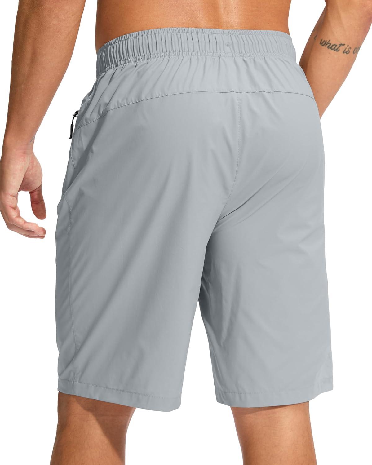 imageG Gradual Mens Swim Trunks 9 Quick Dry Swimming Board Shorts with Zipper Pockets Swimwear Bathing Suit for Men No LinerLight Grey