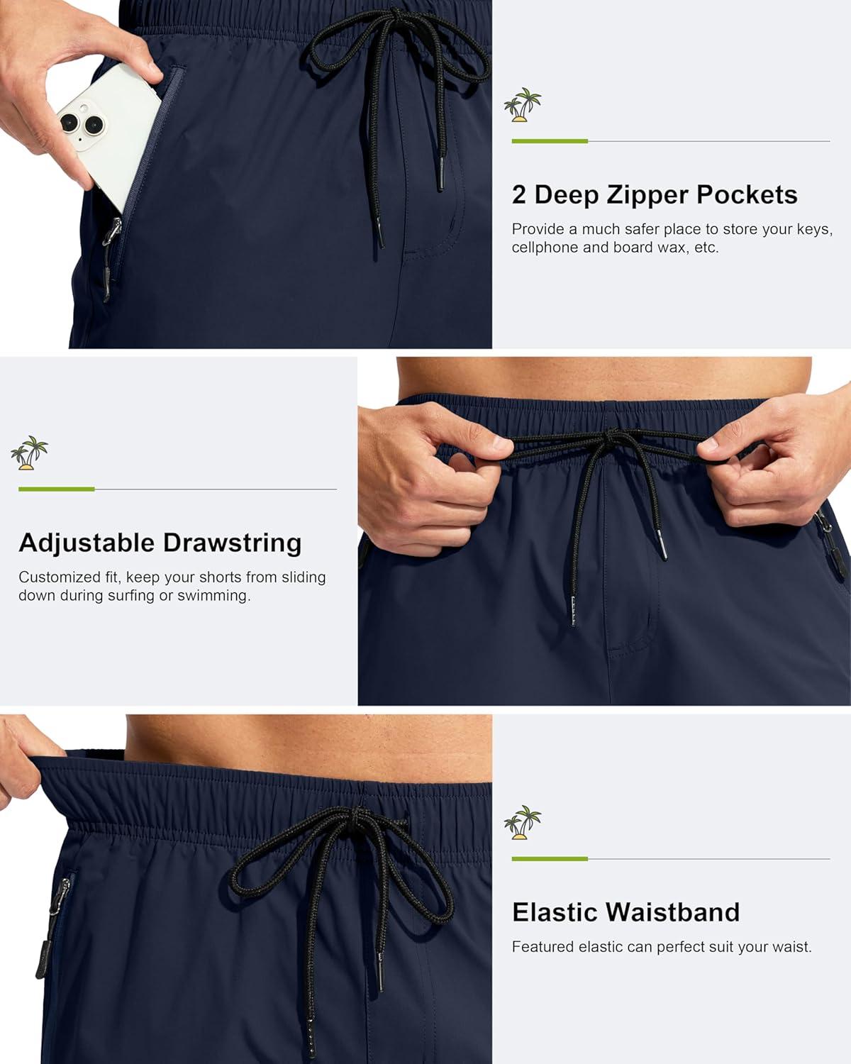 imageG Gradual Mens Swim Trunks 9 Quick Dry Swimming Board Shorts with Zipper Pockets Swimwear Bathing Suit for Men No LinerNavy