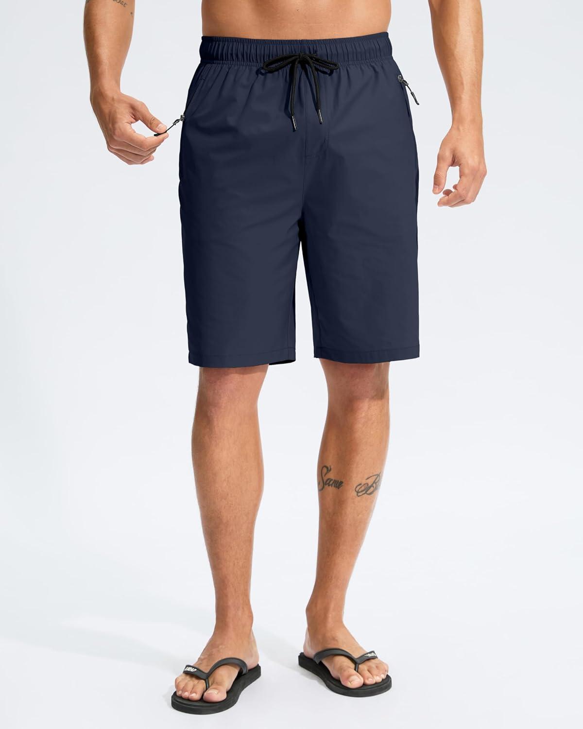 imageG Gradual Mens Swim Trunks 9 Quick Dry Swimming Board Shorts with Zipper Pockets Swimwear Bathing Suit for Men No LinerNavy