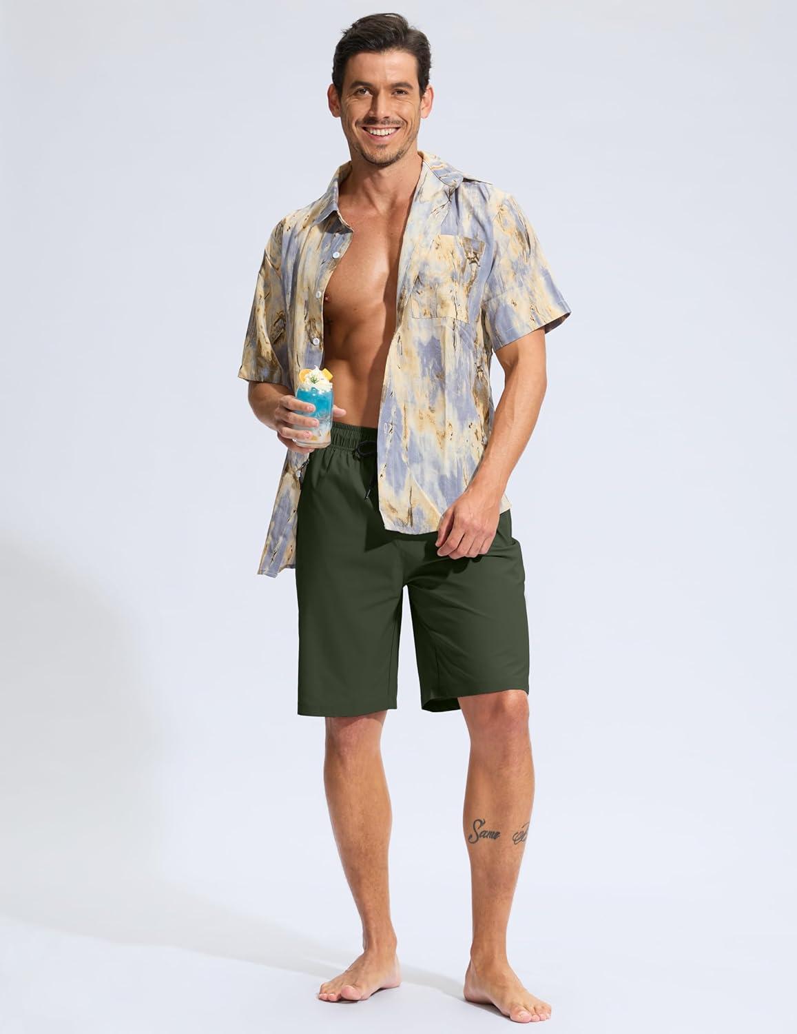 imageG Gradual Mens Swim Trunks 9 Quick Dry Swimming Board Shorts with Zipper Pockets Swimwear Bathing Suit for Men No LinerOlive
