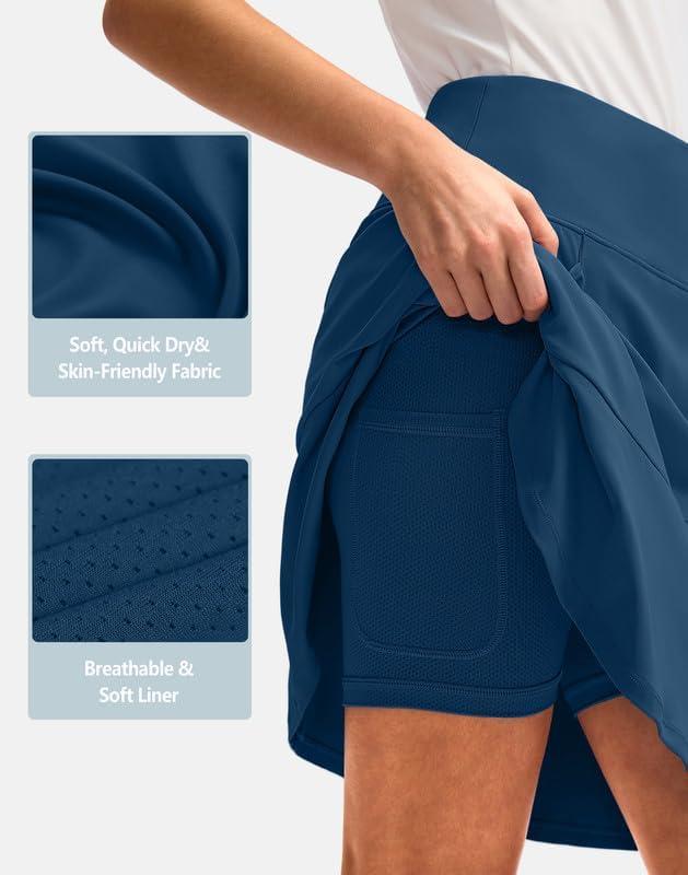 imageG Gradual Skorts Skirts for Women with 5 Pockets 20 Knee Length Golf Skirt Modest Long Tennis Athletic Skirts for WomenBlue