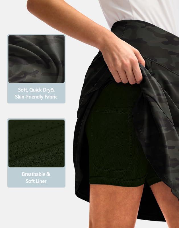 imageG Gradual Skorts Skirts for Women with 5 Pockets 20 Knee Length Golf Skirt Modest Long Tennis Athletic Skirts for WomenGreen Camo