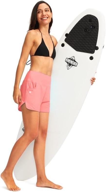 imageG Gradual Womens 3 High Waisted Swim Board Shorts with Pockets Quick Dry Swimsuit Bottoms Bathing Suit for Women with LinerHyper Pink