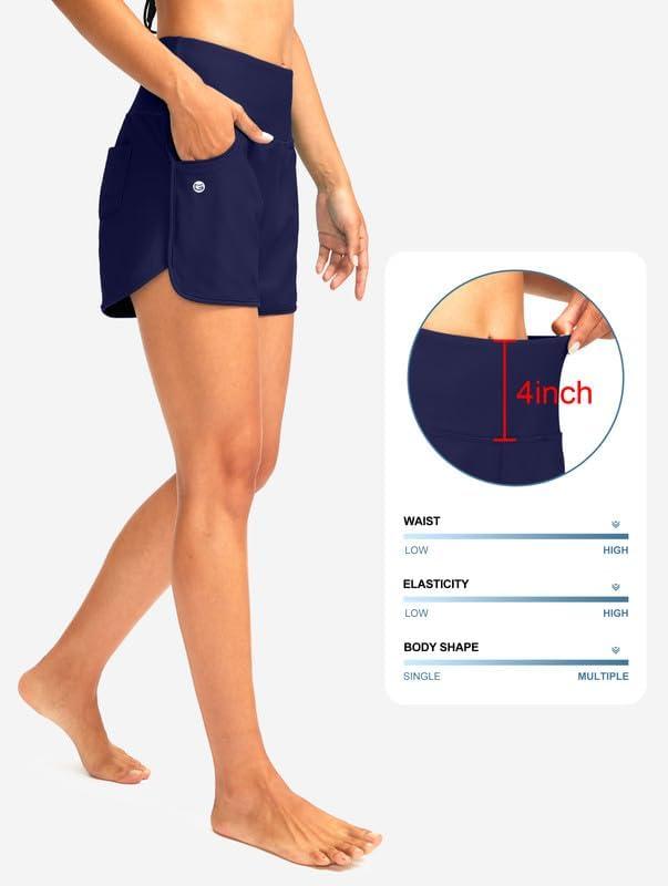 imageG Gradual Womens 3 High Waisted Swim Board Shorts with Pockets Quick Dry Swimsuit Bottoms Bathing Suit for Women with LinerNavy