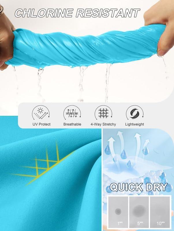 imageG Gradual Womens 3 High Waisted Swim Board Shorts with Pockets Quick Dry Swimsuit Bottoms Bathing Suit for Women with LinerSky Blue