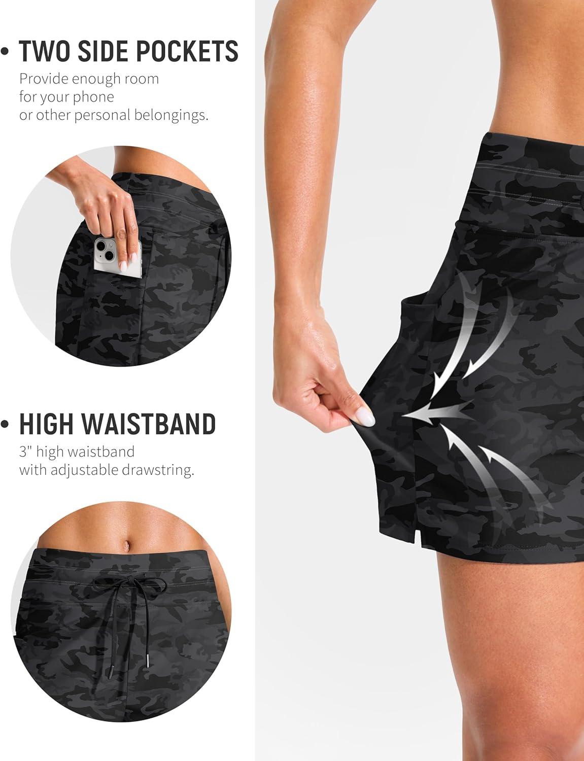 imageG Gradual Womens 4 High Waisted Swim Board Shorts with Pockets Quick Dry Swimming Swimsuit Bathing Suit Bottoms for WomenGrey Camo