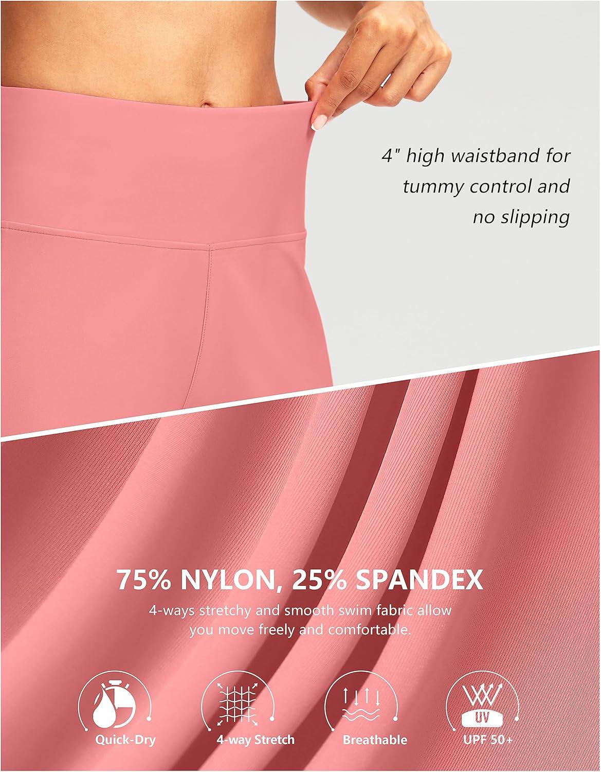 imageG Gradual Womens 7 Long Swim Board Shorts High Waisted Quick Dry Beach Swimming Shorts for Women with Liner PocketsHyper Pink