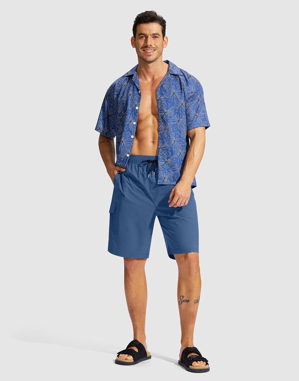 imageMens Swim Trunks No Liner 9 Board Shorts Quick Dry Bathing Suit Swimming Beach Shorts for Men with 3 PocketsRoyal Blue