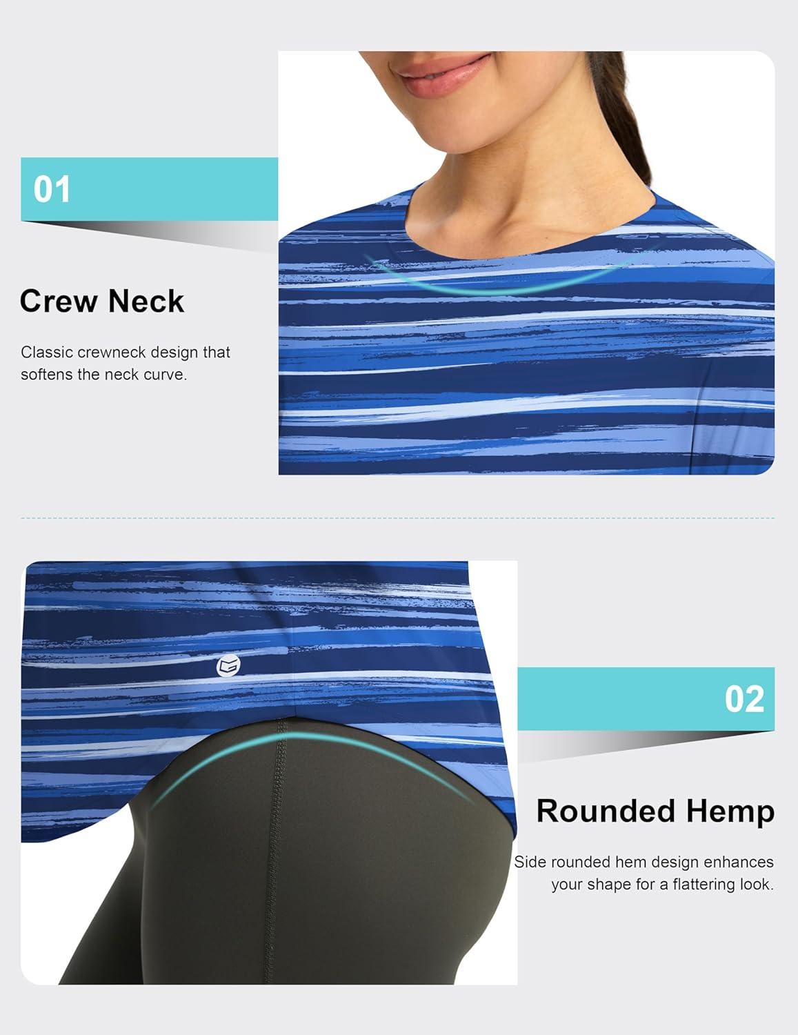 imageWomens UPF 50 Sun Shirt Long Sleeve UV Shirts Rash Guard Lightweight Quick Dry Workout Hiking Tops for WomenRipple Blue
