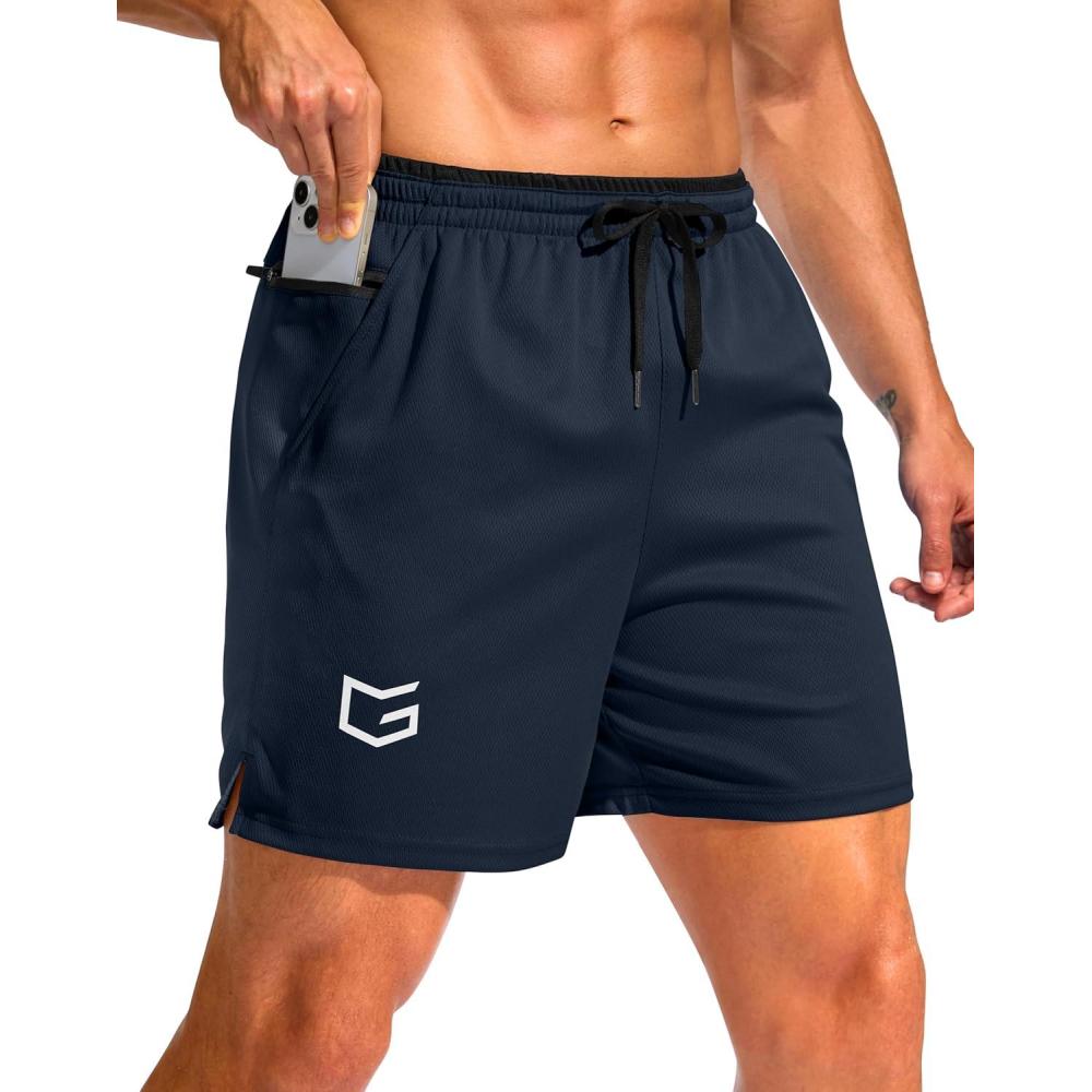 imageG Gradual Mens Running Athletic Shorts with Zipper Pocket 5 7 Lightweight Quick Dry Gym Workout Shorts for Tennis ActiveNavy