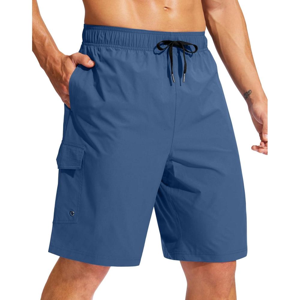 imageMens Swim Trunks No Liner 9 Board Shorts Quick Dry Bathing Suit Swimming Beach Shorts for Men with 3 PocketsRoyal Blue