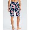 G GRADUAL Women’s 11″ Long Swim Board Shorts High Waisted Knee Length Beach Swimming Shorts for Women with Pockets Liner(Navy Flower)
