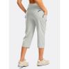 G GRADUAL Women’s Capri Pants with 3 Zipper Pockets Lightweight Quick Dry Hiking Travel Capris Pants for Women Casual Summer(Bright Grey)
