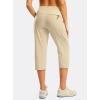 G GRADUAL Women’s Capri Pants with 3 Zipper Pockets Lightweight Quick Dry Hiking Travel Capris Pants for Women Casual Summer(Khaki)