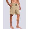 G Gradual Mens Swim Trunks with Compression Liner 7″ Quick Dry Board Shorts Swimsuit Bathing Suit for Men with Zipper Pockets(Khaki)