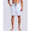 G Gradual Mens Swim Trunks with Compression Liner 7″ Quick Dry Board Shorts Swimsuit Bathing Suit for Men with Zipper Pockets(White)