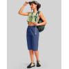 G Gradual Women’s 15” Long Shorts Below The Knee Hiking Cargo Capris Stretch Quick Dry Bermuda Shorts for Women with Pockets(Blue)