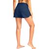 G Gradual Women’s 3″ High Waisted Swim Board Shorts with Pockets Quick Dry Swimsuit Bottoms Bathing Suit for Women with Liner(Dark Blue)