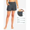 G Gradual Women’s 3″ High Waisted Swim Board Shorts with Pockets Quick Dry Swimsuit Bottoms Bathing Suit for Women with Liner(Dark Grey)