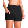 G Gradual Women’s 4″ Swim Board Shorts High Waisted Tummy Control Swimsuit Bathing Suit Bottoms for Women with Liner Pocket(Black)