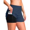 G Gradual Women’s 4″ Swim Board Shorts High Waisted Tummy Control Swimsuit Bathing Suit Bottoms for Women with Liner Pocket(Dark Blue)