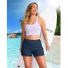 G Gradual Women’s 4″ Swim Board Shorts High Waisted Tummy Control Swimsuit Bathing Suit Bottoms for Women with Liner Pocket(Dark Blue)