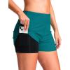 G Gradual Women’s 4″ Swim Board Shorts High Waisted Tummy Control Swimsuit Bathing Suit Bottoms for Women with Liner Pocket(Lake Blue)