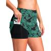 G Gradual Women’s 4″ Swim Board Shorts High Waisted Tummy Control Swimsuit Bathing Suit Bottoms for Women with Liner Pocket(Leaf)