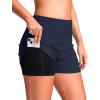 G Gradual Women’s 4″ Swim Board Shorts High Waisted Tummy Control Swimsuit Bathing Suit Bottoms for Women with Liner Pocket(Navy)