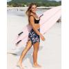 G Gradual Women’s 4″ Swim Board Shorts High Waisted Tummy Control Swimsuit Bathing Suit Bottoms for Women with Liner Pocket(Navy Blue Flower)